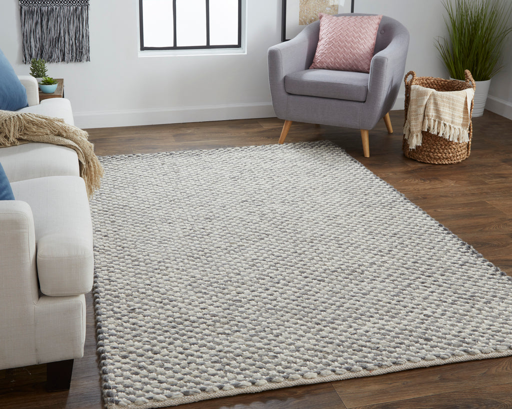 Berkeley Transitional Solid Gray Ivory Area Rug (3'6" x 5'6")