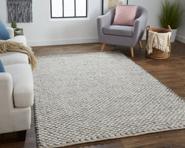 Berkeley Transitional Solid Gray Ivory Area Rug (8' x 11')