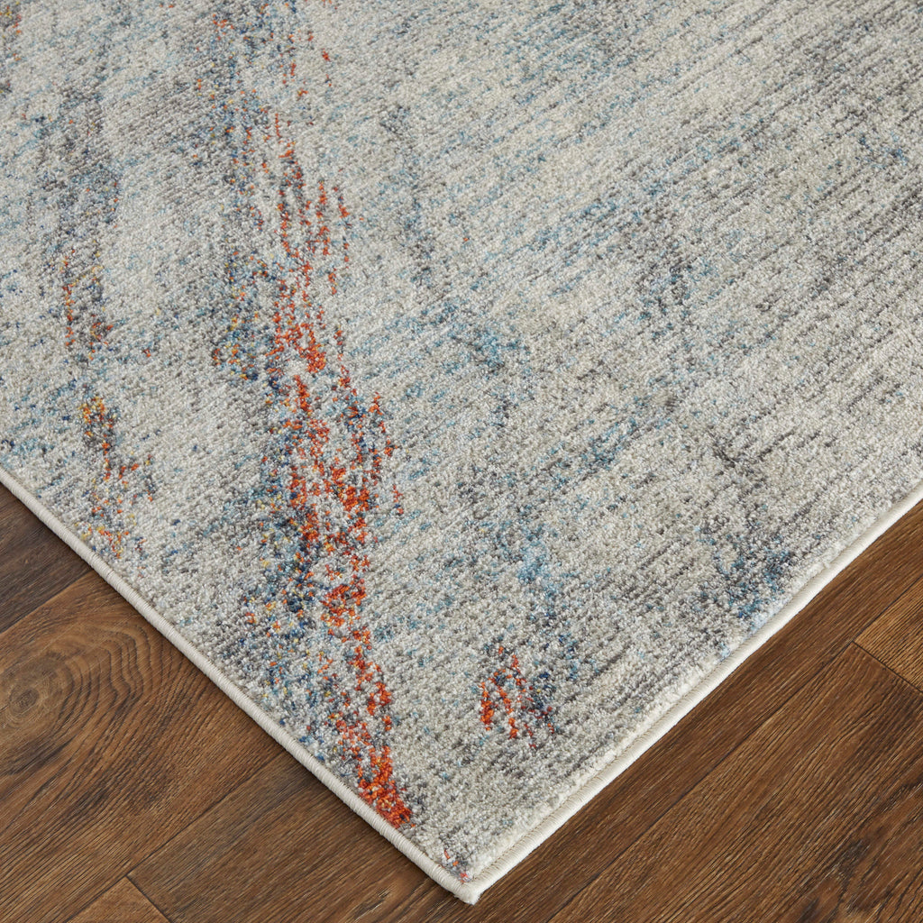 Edgemont Modern Abstract Ivory Orange Blue Area Rug (2'8" x 10')