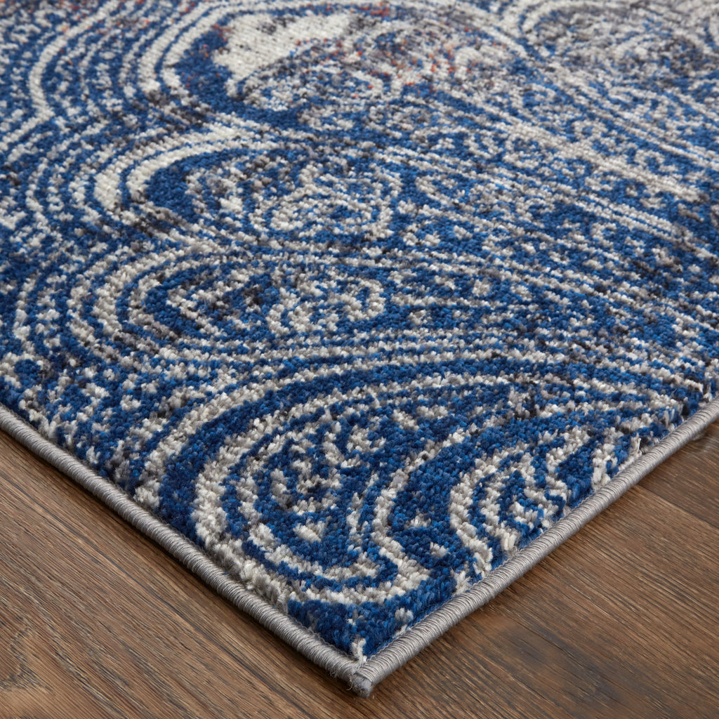 Bellini Transitional Damask Taupe Blue Ivory Area Rug (9'2" x 12'4")