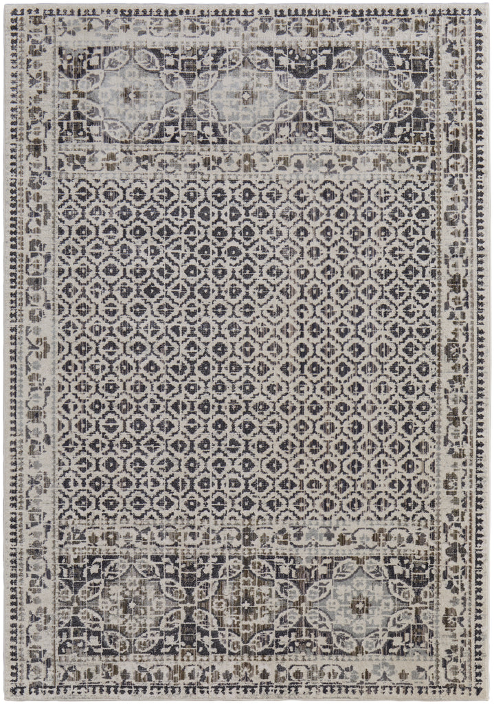 Kano Transitional Distressed Ivory Taupe Gray Area Rug (5'3" x 7'6" / Pattern 2)