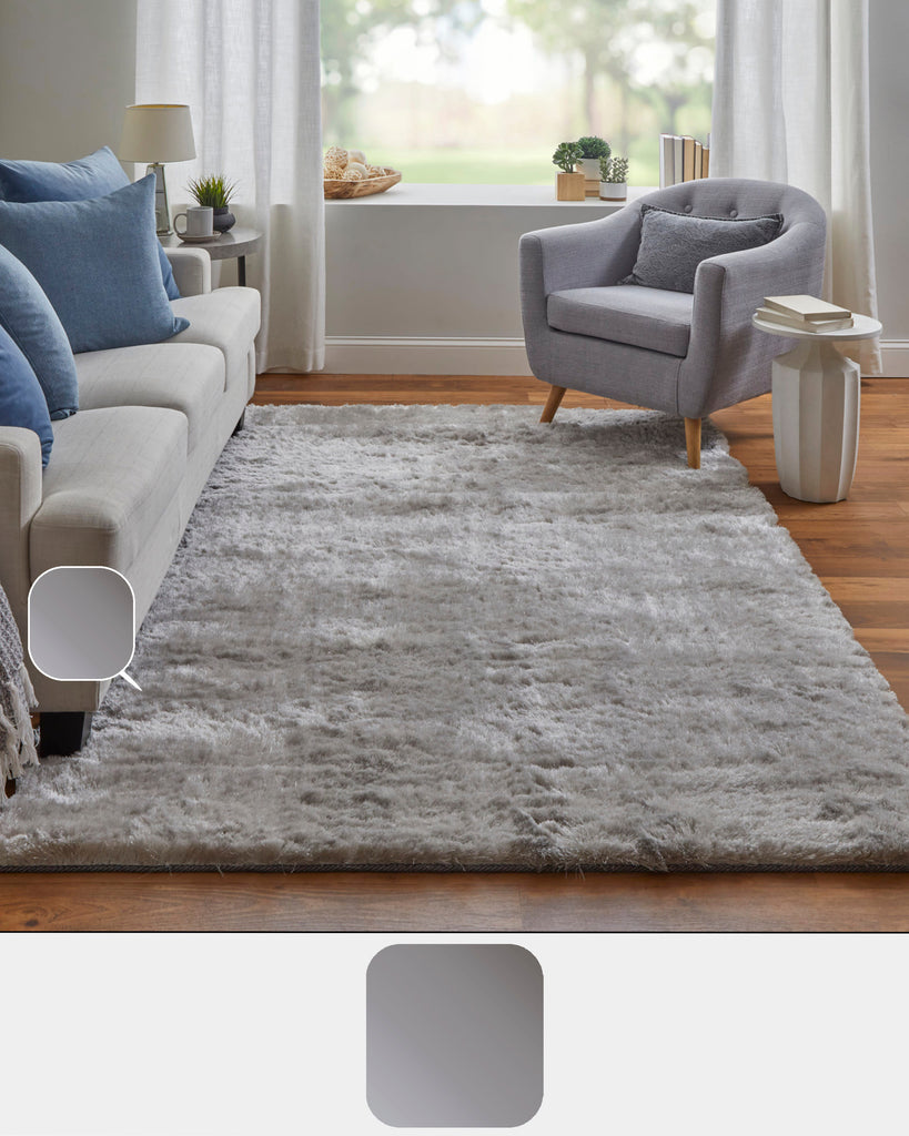 Indochine Modern Solid Gray Silver Area Rug (4'9" x 7'6")