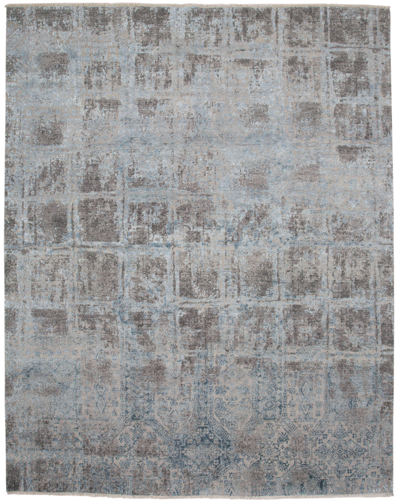 Milson Modern Distressed Gray Blue Tan Area Rug (8'6" x 11'6")