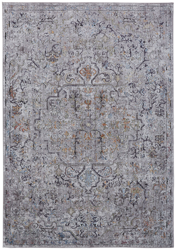 Armant Traditional Distressed Gray Taupe Yellow Area Rug (6'7" x 9'6")