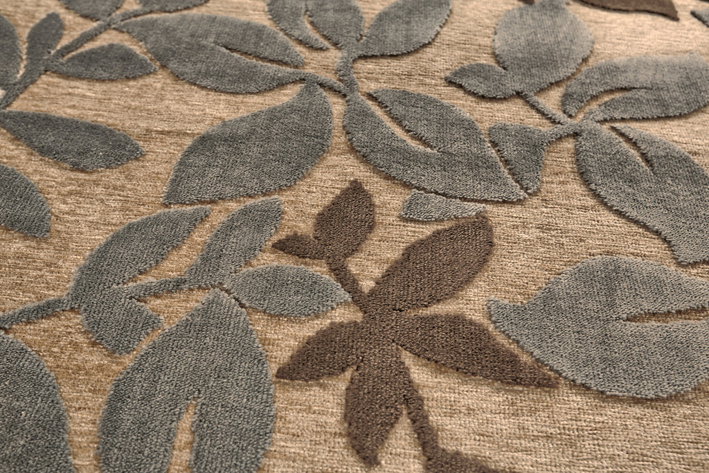 Saphir Transitional Floral Botanical Tan Taupe Brown Area Rug (2'2" x 4')