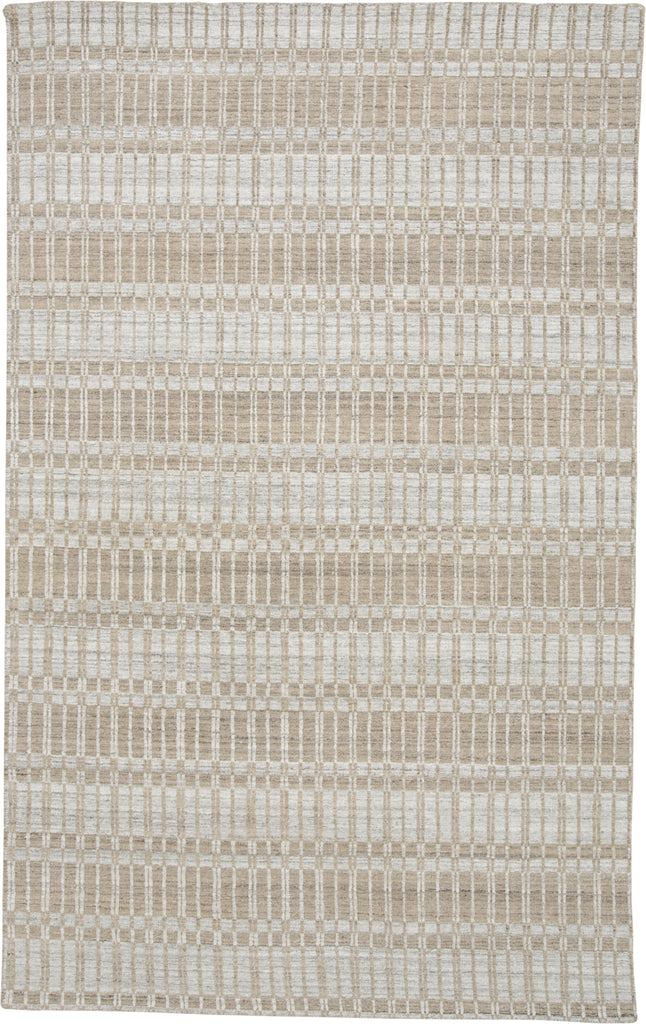 Odell Transitional Geometric Tan Gray Silver Area Rug (5' x 7'6")