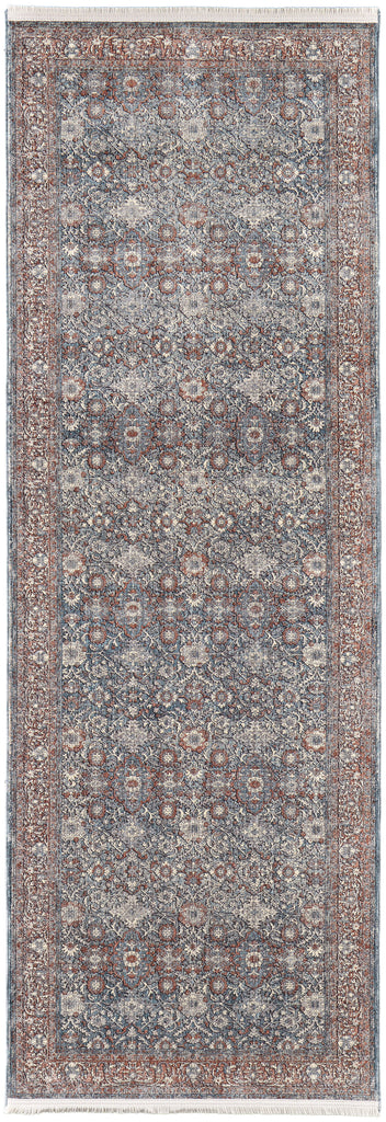 Marquette Transitional Oriental Blue Red Area Rug (2'8" x 8')