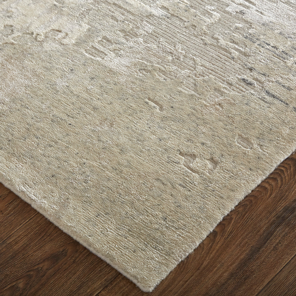 Gia Modern Distressed Taupe Ivory Gray Area Rug (9'6" x 13'6")