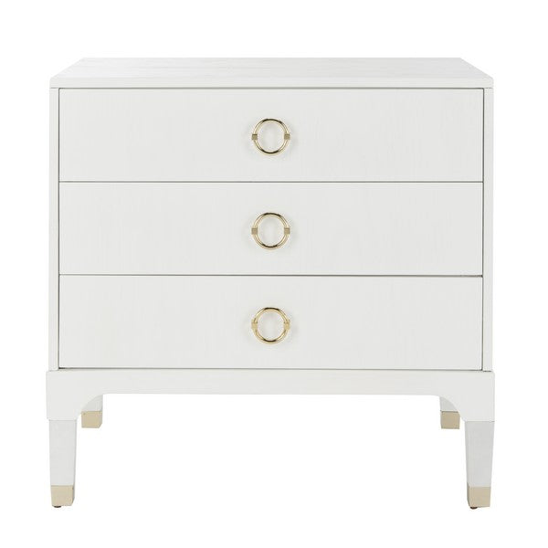 Lorna 3 Drawer Contemporary Night Stand, White