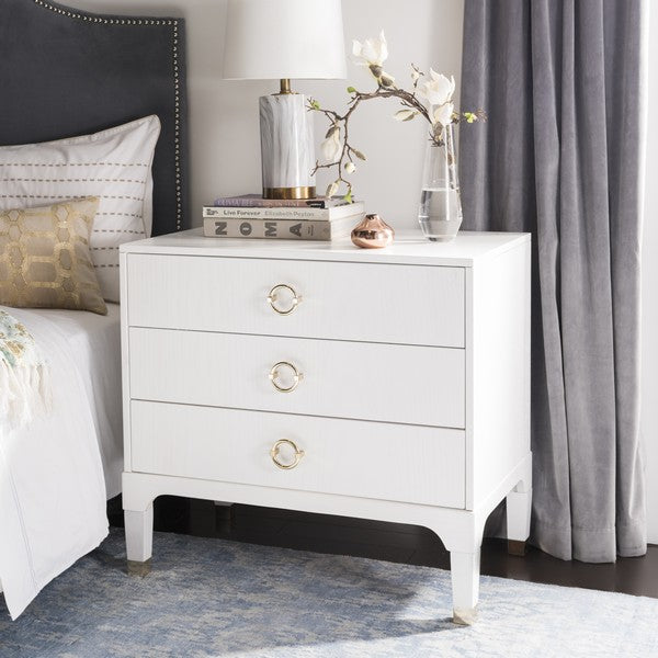 Lorna 3 Drawer Contemporary Night Stand, White