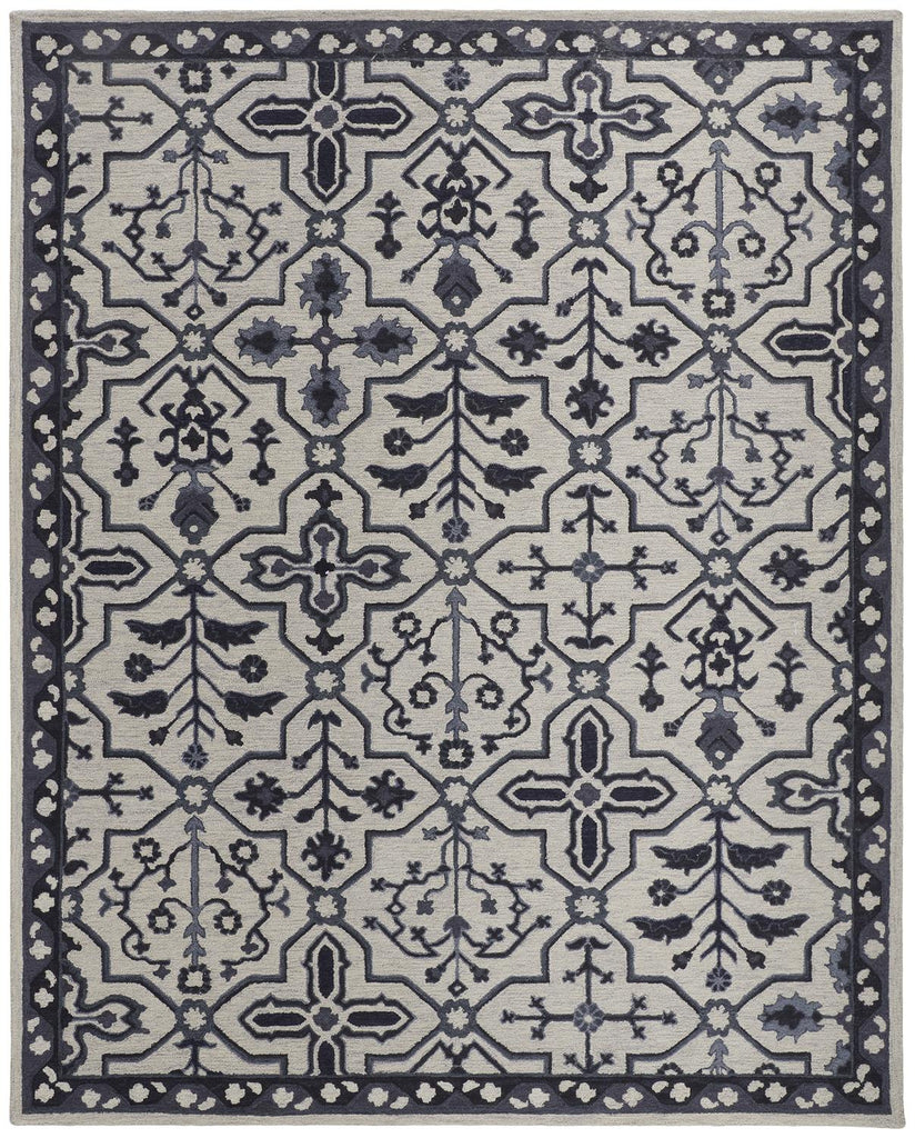 Fallon Traditional Oriental Gray Blue Ivory Area Rug (10' x 14')