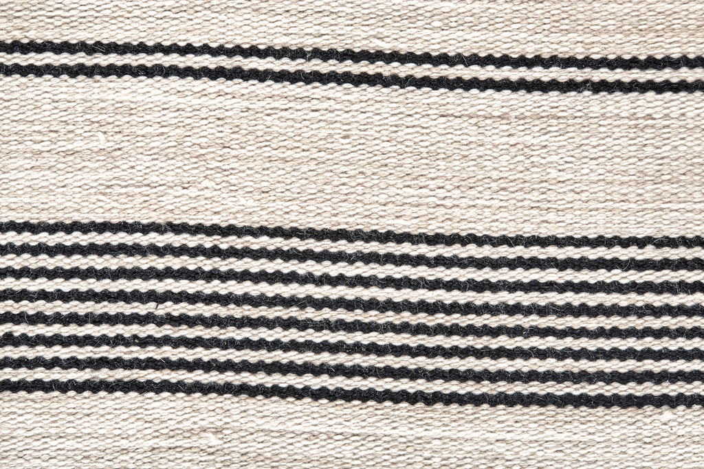 Duprine Transitional Stripes Black White Ivory Area Rug (5' x 8')