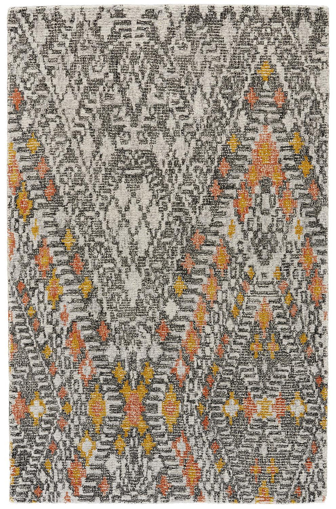 Arazad Transitional Geometric Gray Ivory Orange Area Rug (8' x 11')