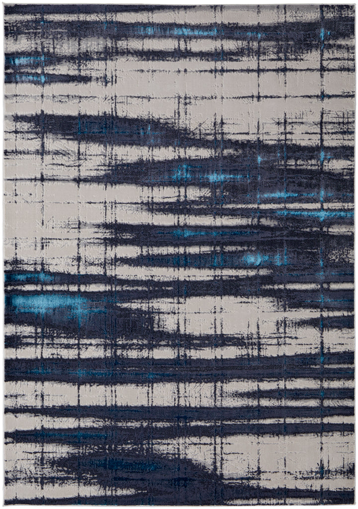 Indio Modern Abstract Ivory Blue Gray Area Rug (9'2" x 12')