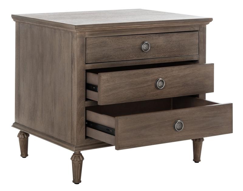 Lisabet 3 Drawer Wood Nightstand, Light Brown