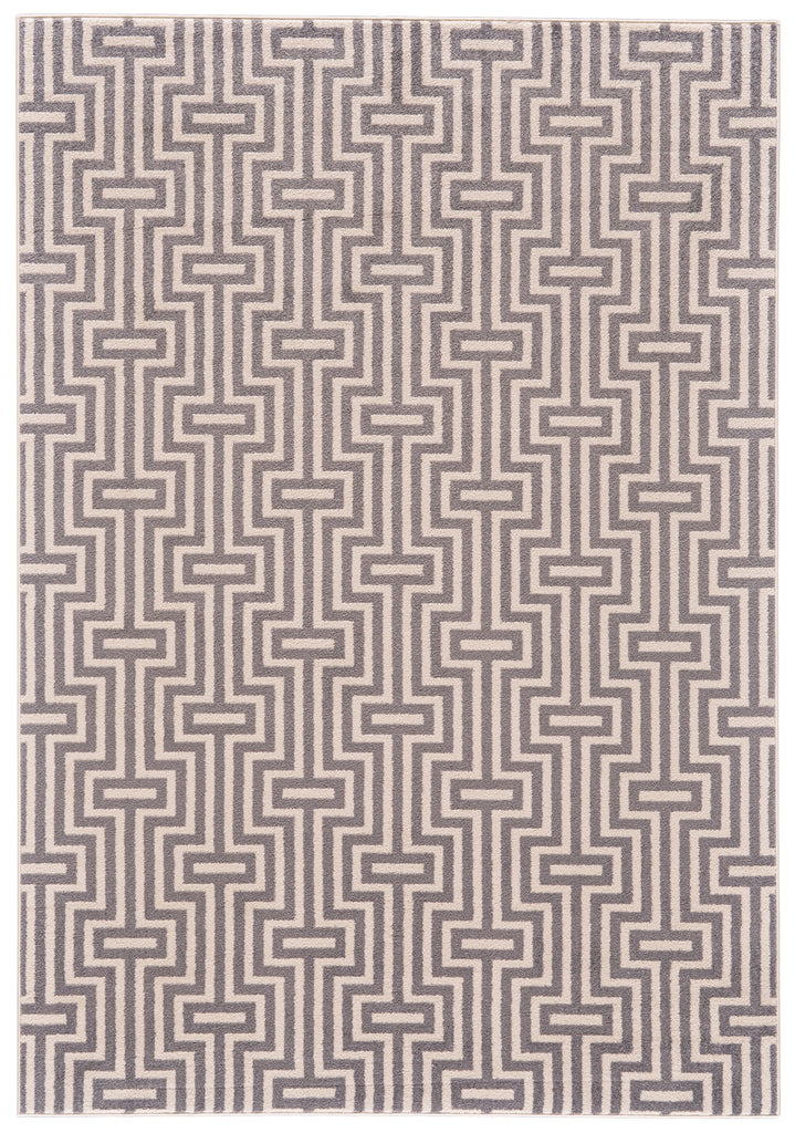 Burley Transitional Geometric Gray Ivory Area Rug (1'8" x 2'10")