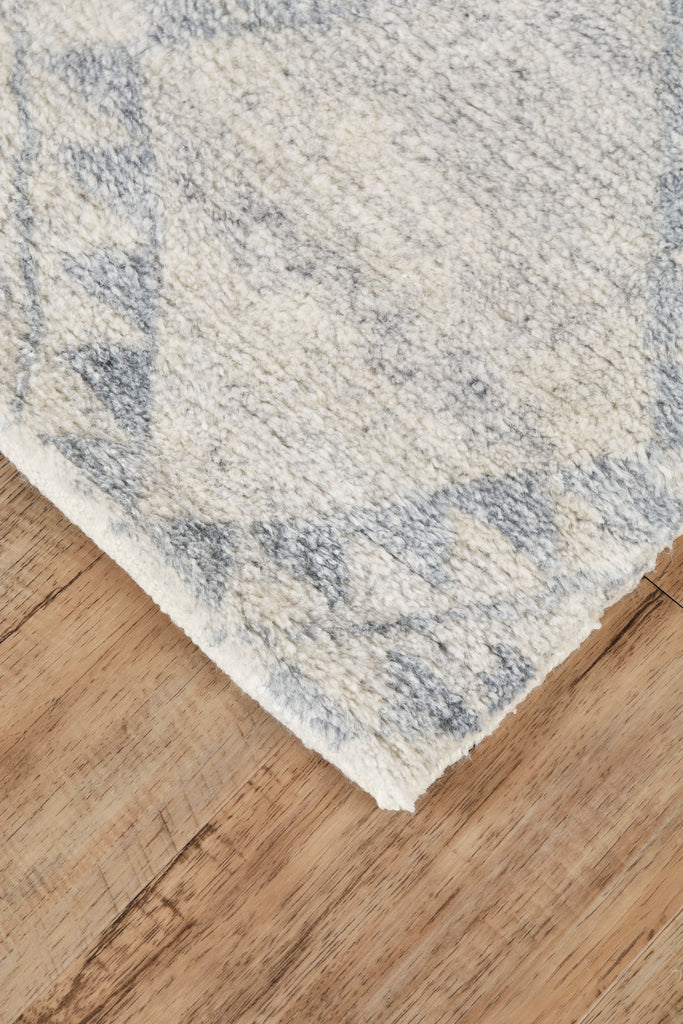 Abytha Transitional Diamond Gray Blue Ivory Area Rug (7'9" x 9'9")