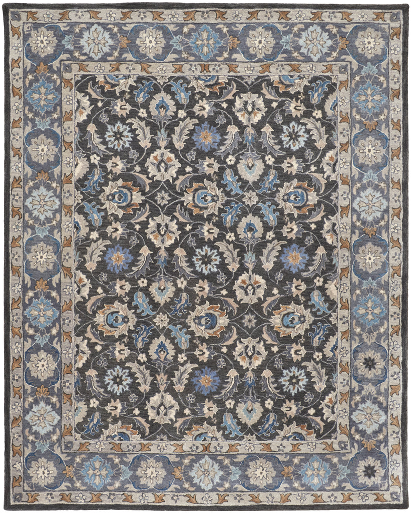 Rylan Transitional Oriental Taupe Blue Ivory Area Rug (9' x 12')