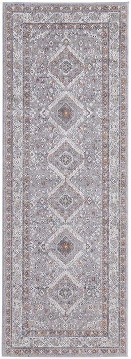 Francisco Transitional Medallion Gray Orange Ivory Area Rug (10' x 13')