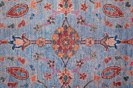 Rawlins Transitional Oriental Gray Blue Red Area Rug (7'10" x 9'10")