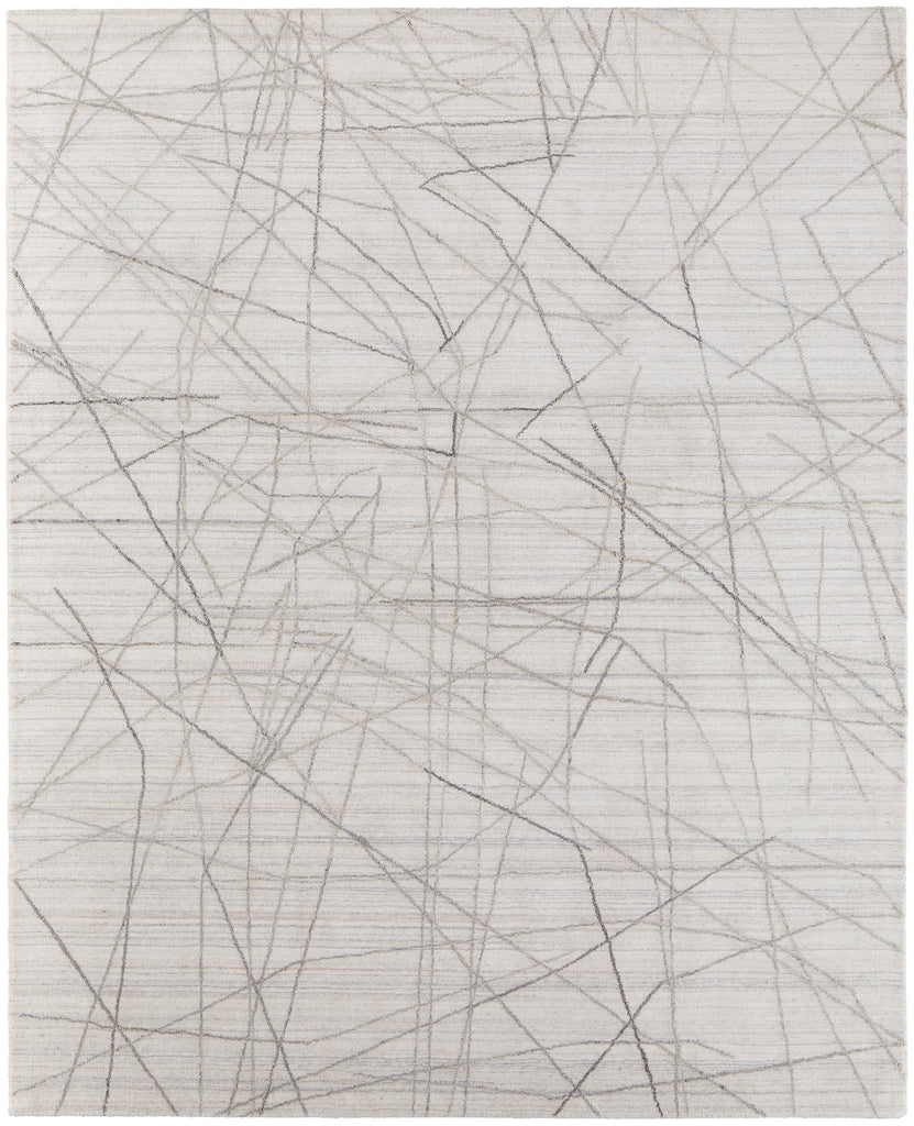 Whitton Modern Abstract Ivory Gray Area Rug (8' x 10')