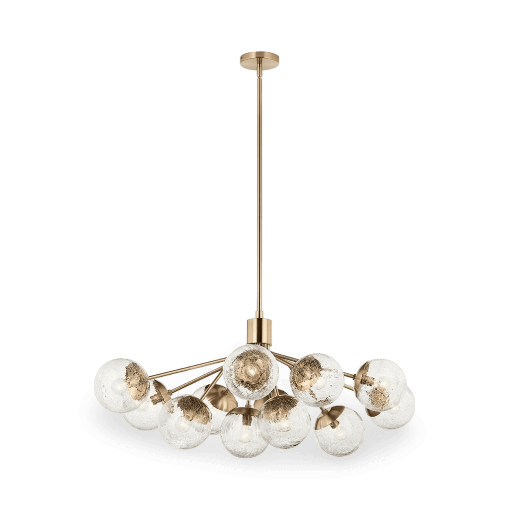 Silvarious Light Linear Convertible Chandelier with Clear Crackled Glass