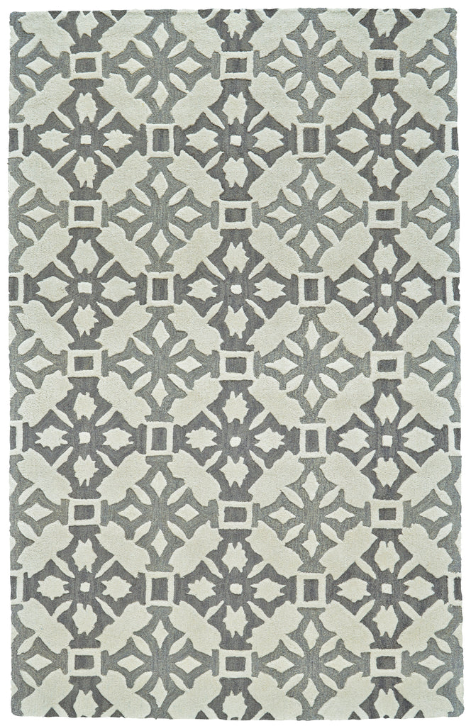 Ella Transitional Geometric Gray Ivory Area Rug (5' x 8')