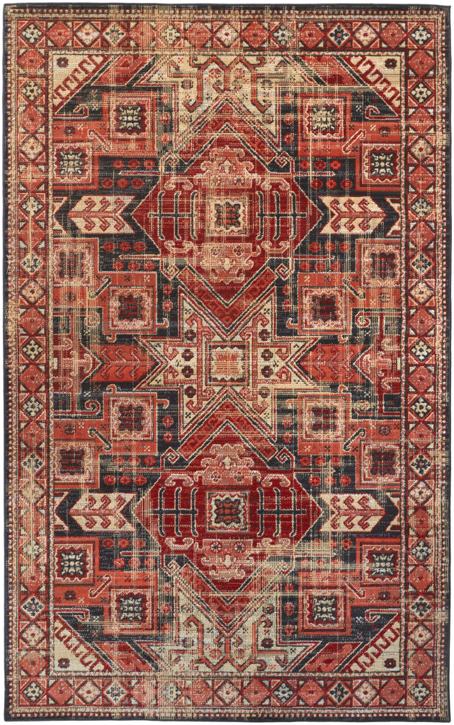 Nolan Transitional Southwestern Red Tan Black Area Rug (7'9" x 10'6")