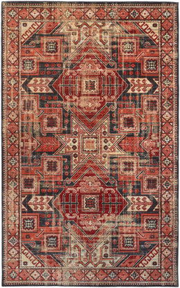 Nolan Transitional Southwestern Red Tan Black Area Rug (2'10" x 7'10")