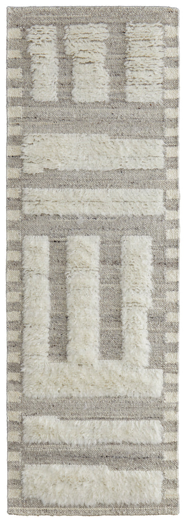 Ashby Transitional Geometric Gray Ivory Area Rug (2'6" x 10')