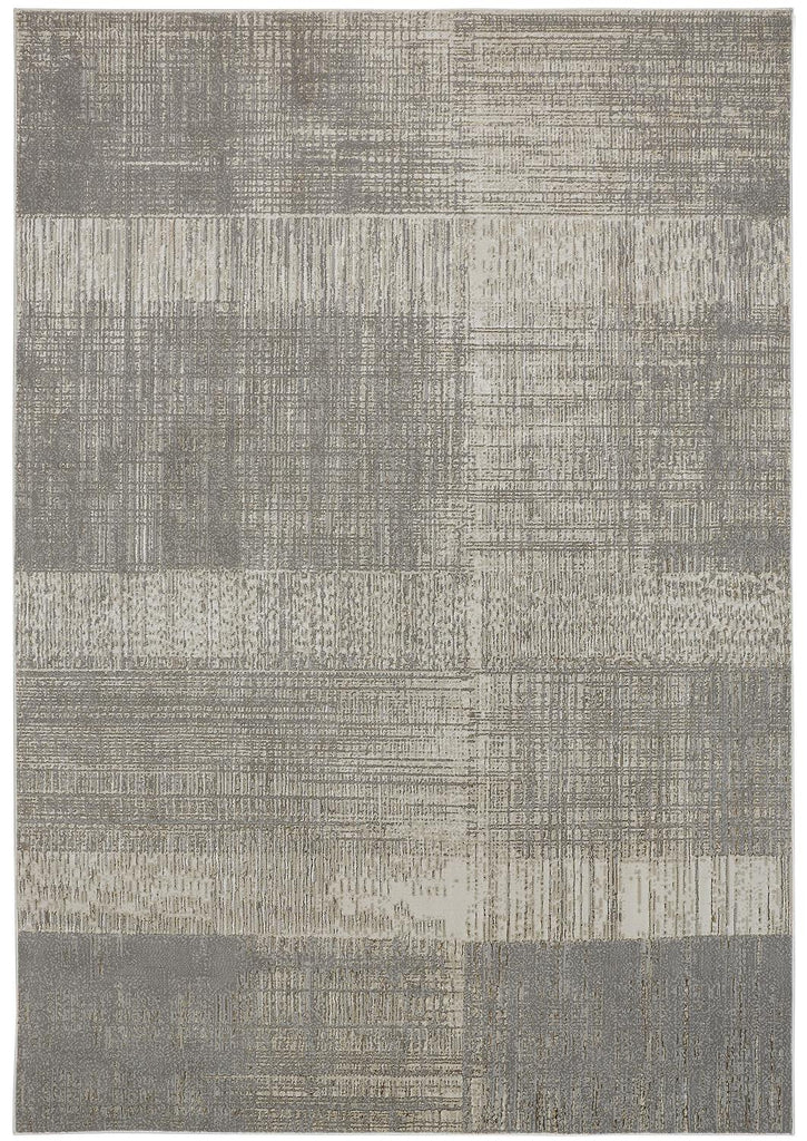 Aura Modern Abstract Gray Ivory Area Rug (8' x 10')