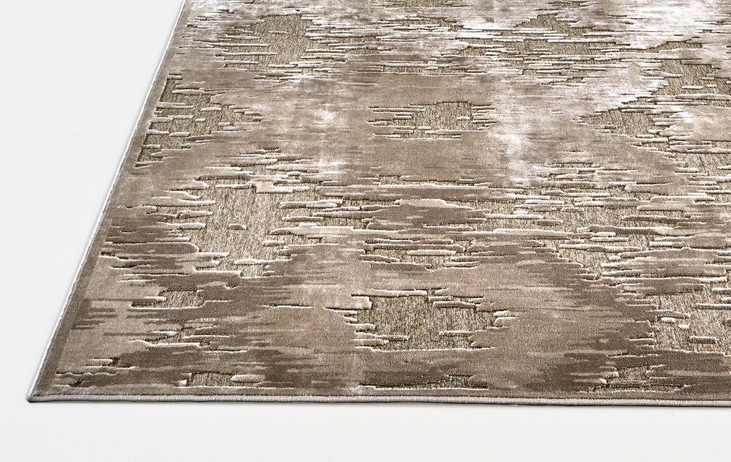 Saphir Zam Modern Abstract Brown Taupe Area Rug (2'6" x 9'10")