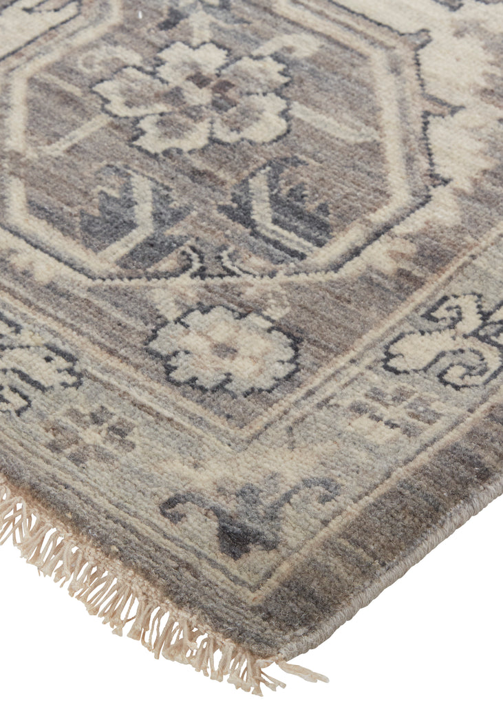 Reddington Traditional Damask Gray Taupe Ivory Area Rug (9'6" x 13'6")