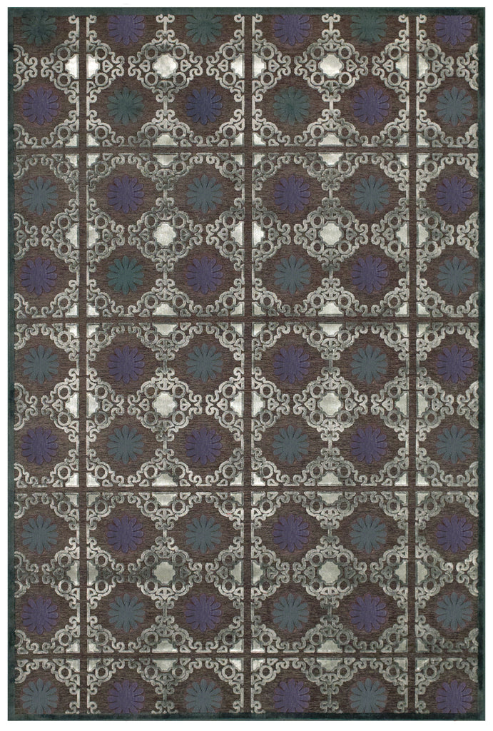 Saphir Callo Modern Diamond Brown Gray Silver Area Rug (5'3" x 7'6")