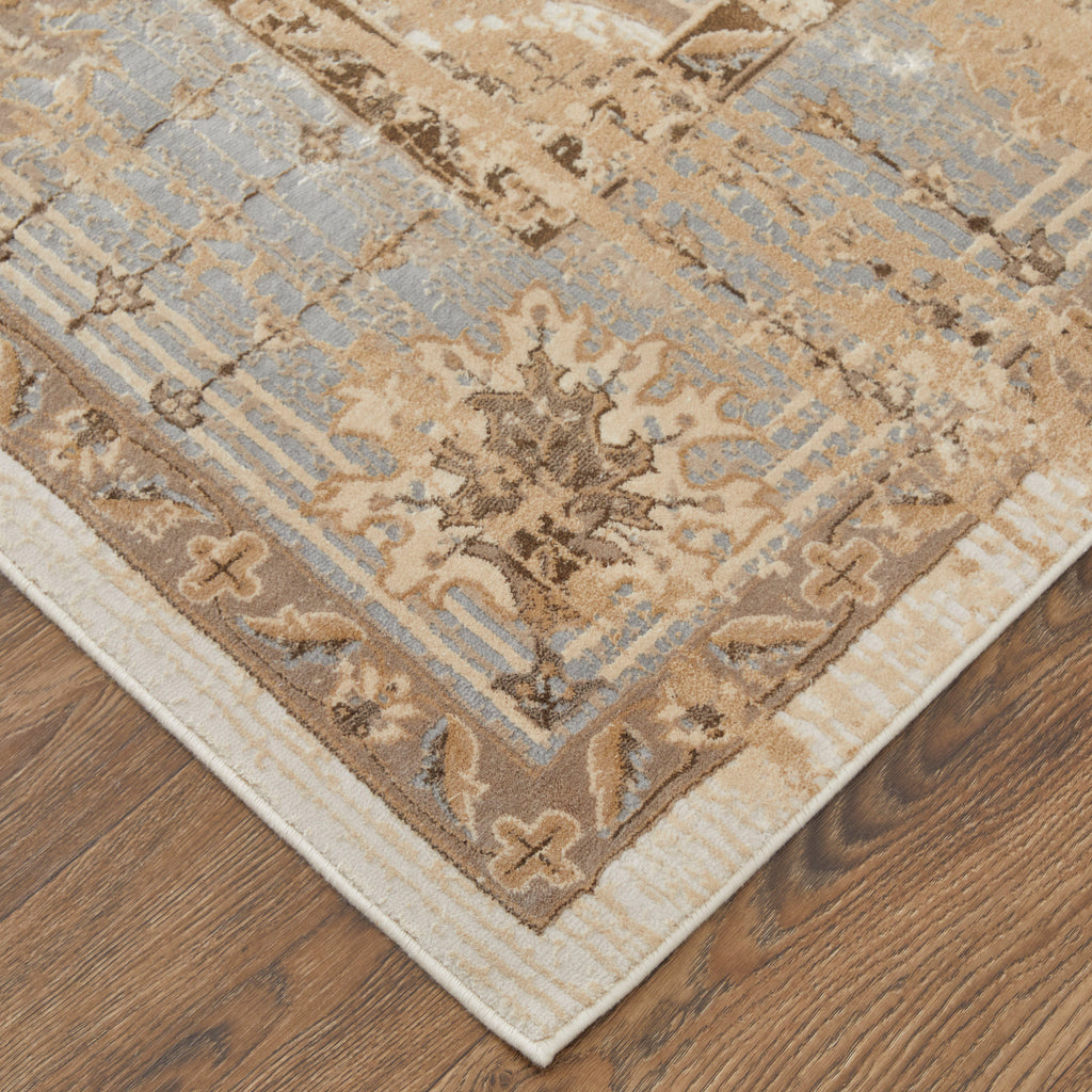 Celene Traditional Bordered Tan Brown Gray Area Rug (2'6" x 8')