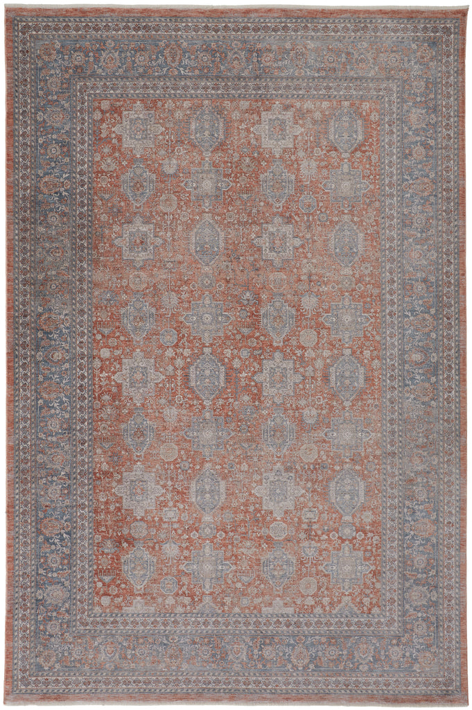 Marquette Transitional Oriental Red Orange Blue Area Rug (5' x 7'2")