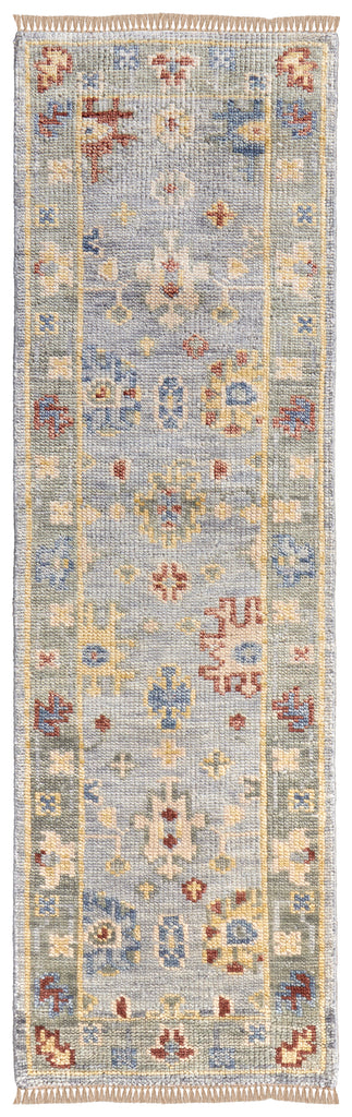 Fillmore Traditional Floral Botanical Blue Taupe Gray Area Rug (2'6" x 12')