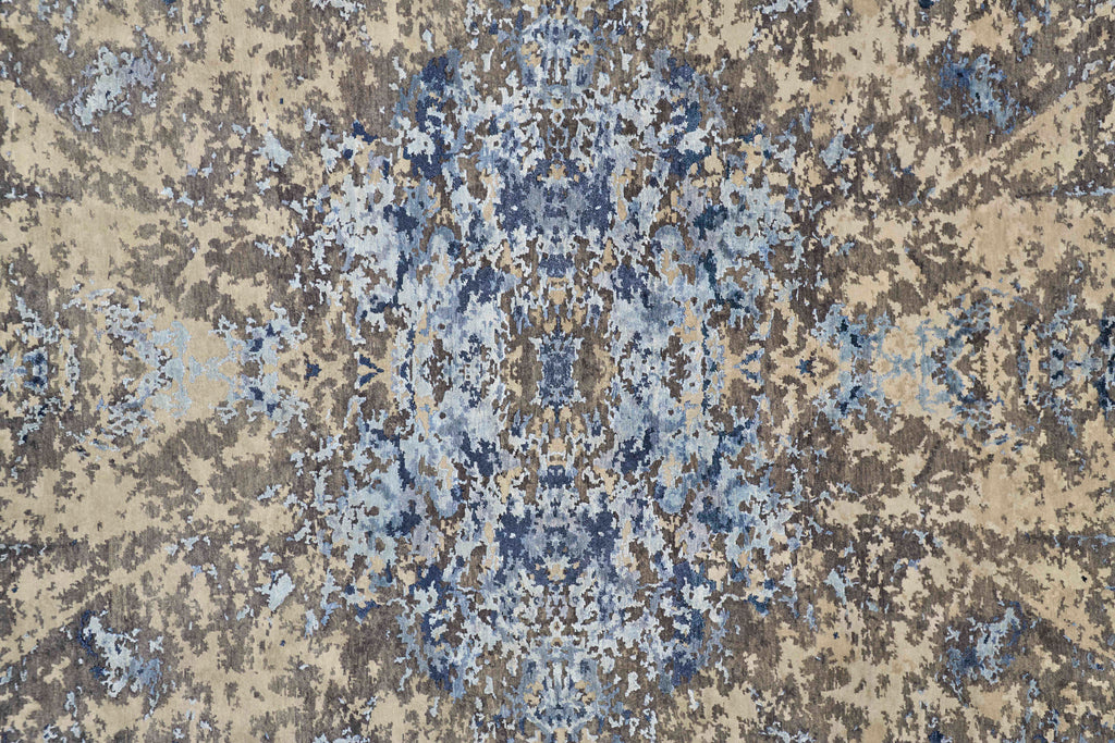 Adira Transitional Watercolor Brown Blue Taupe Area Rug (7'9" x 9'9")