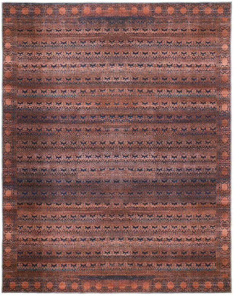 Voss Transitional Oriental Red Brown Blue Area Rug (8'10" x 12')