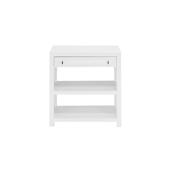 Side Table In Glossy White With Acrylic Rod