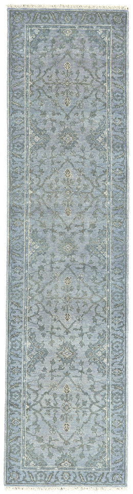 Zenas Traditional Oriental Gray Blue Ivory Area Rug (4' x 6')