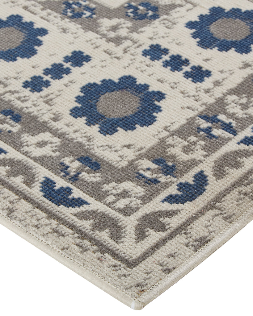 Foster Transitional Medallion Blue Gray Ivory Area Rug (7'10" x 11')