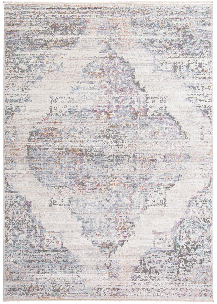 Cecily Transitional Medallion Ivory Gray Pink Area Rug (5' x 8')