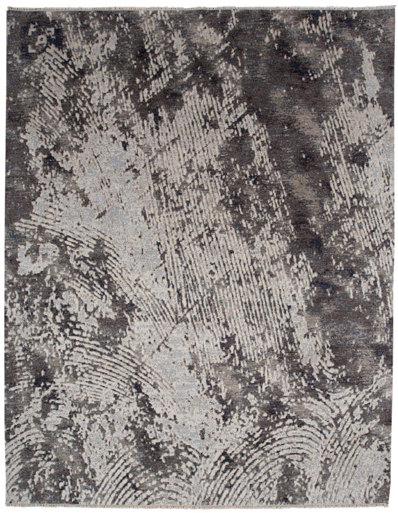 Hannah Modern Abstract Gray Ivory Area Rug (8'6" x 11'6")