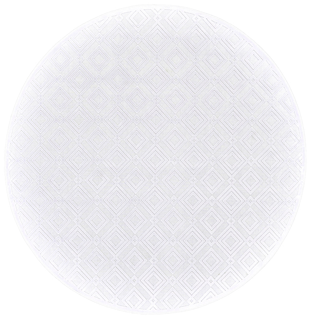 Saphir Mira Modern Geometric White Area Rug (7'6" x 7'6" / Pattern 4)