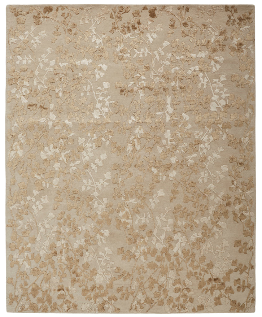 Bella Transitional Floral Botanical Ivory Tan Gold Area Rug (2' x 3')