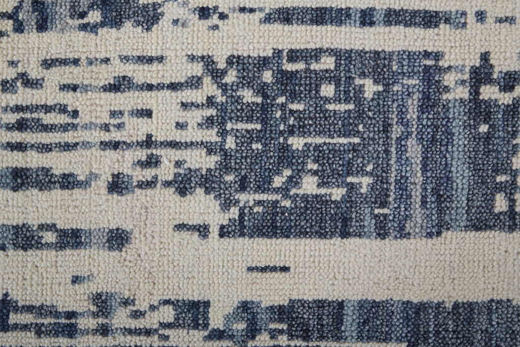 Roxford Transitional Abstract Ivory Blue Area Rug (7'9" x 9'9")