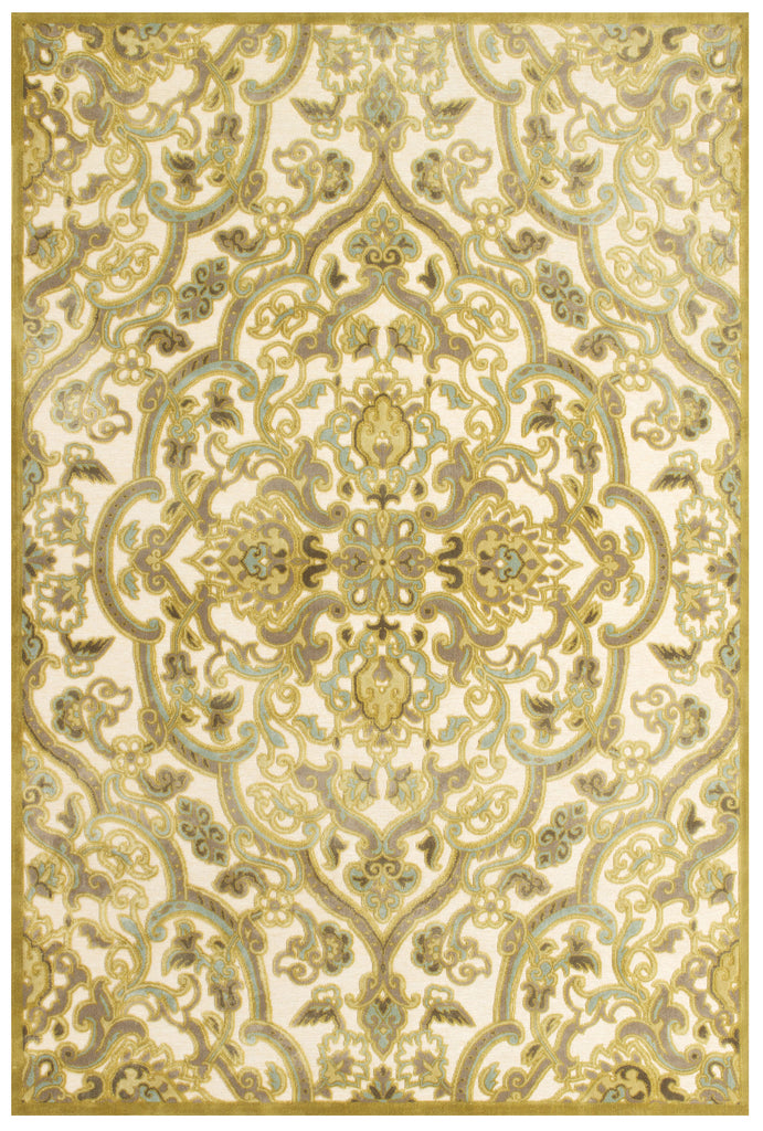 Saphir Mah Modern Scroll Gold Tan Taupe Area Rug (2'2" x 4')