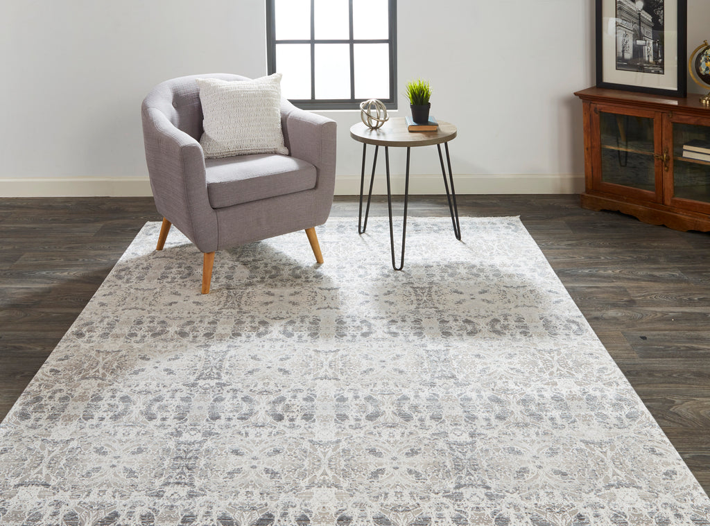 Cadiz Modern Oriental Gray Taupe Ivory Area Rug (3'1" x 5')