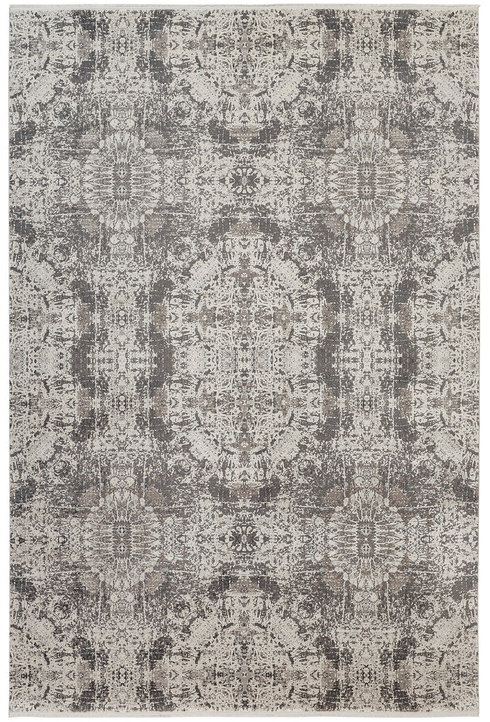 Cadiz Modern Abstract Gray Ivory Taupe Area Rug (4'10" x 7'10")